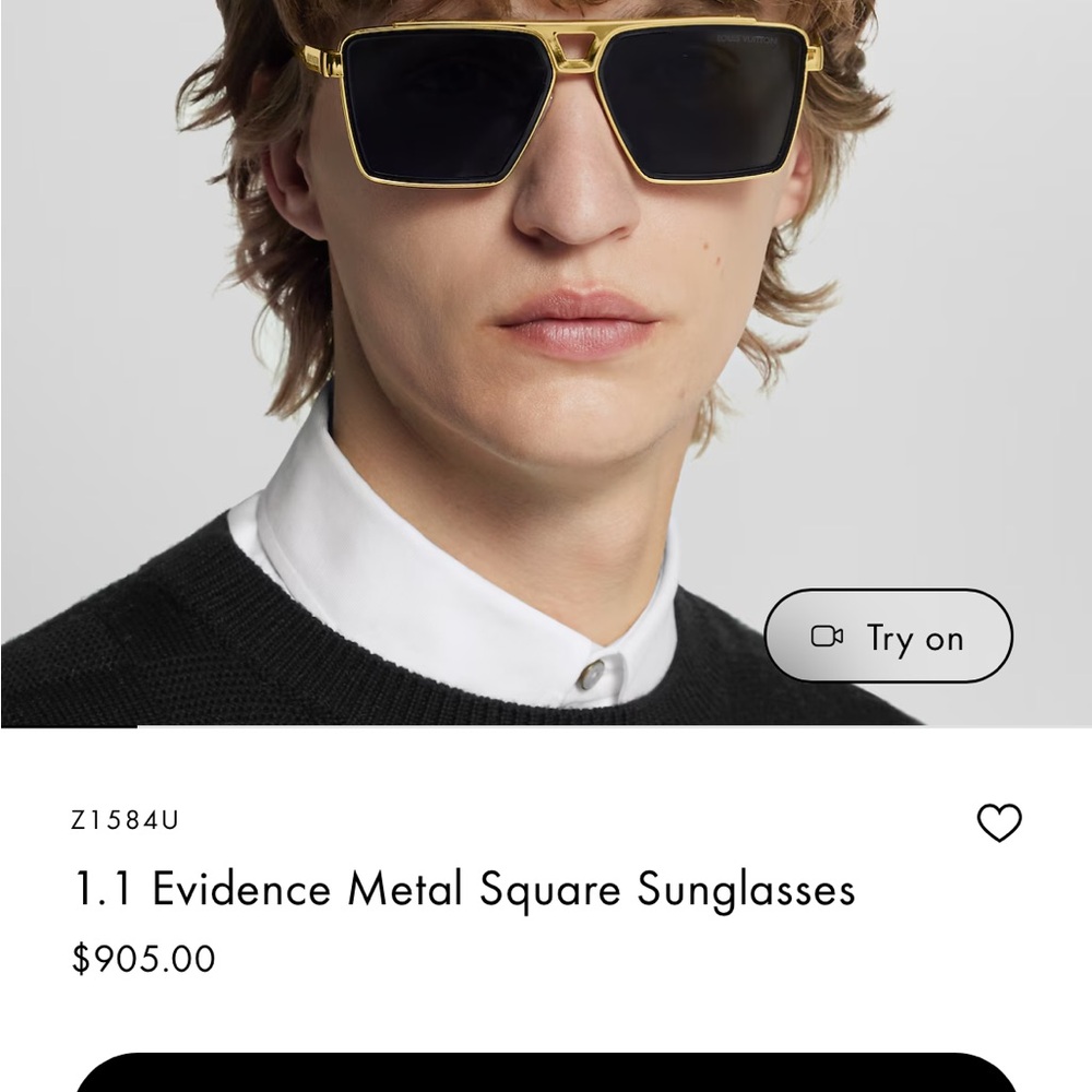 Louis Vuitton Black and Gold Square Sunglasses